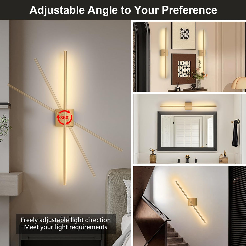 Battery Operated Wall Sconces Set of 2, USB Rechargeable Wall Lights with Remote Control, 360° Rotation, 6000mAh
