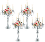 20.3'' Tall 5 Arm Silver Metal Candelabra Centerpiece for Table, Retro Table Centerpieces, Events, Home, Wedding