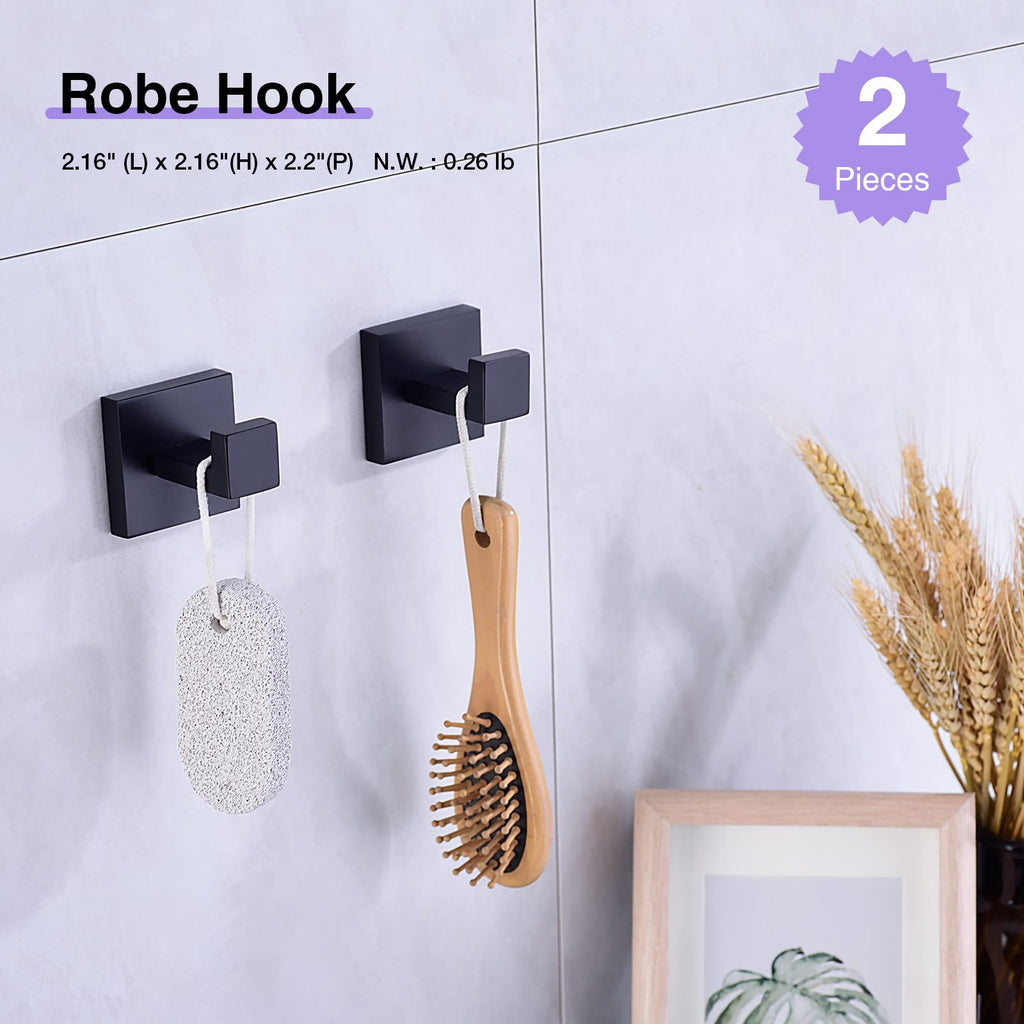 Matte Black 5-Piece Bathroom Hardware Set Wall Mount