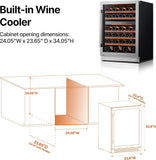 Wine Fridge & Cooler - 24 Inch 52 Bottle Wine Cooler Refrigerator, 40-65°F Dual 
