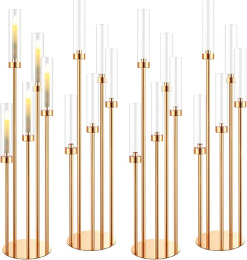 5 Arm Candelabra Centerpieces for Tables 42.5'' Tall Floor Candle Holder Metal Candlestick Stand with Acrylic
