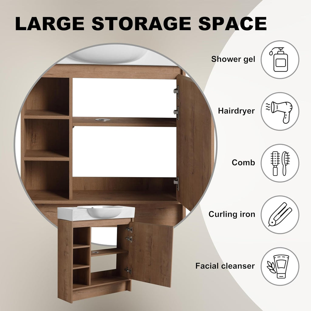 30 Inch Bathroom Vanity with Sink, Freestanding Bathroom Vanity,Flooring Storage Cabinet,Soft-Closing Door with