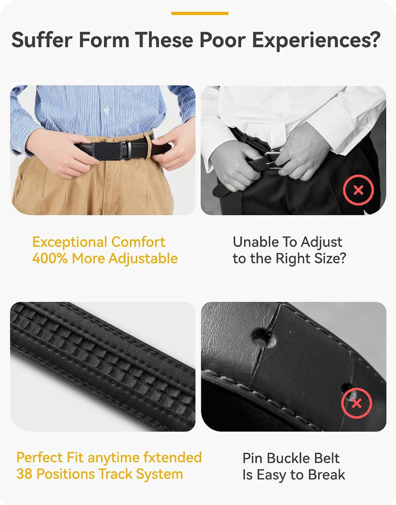 Ratchet Boys Belt 1.25" Adjustable Youth Dress Belt for Boys