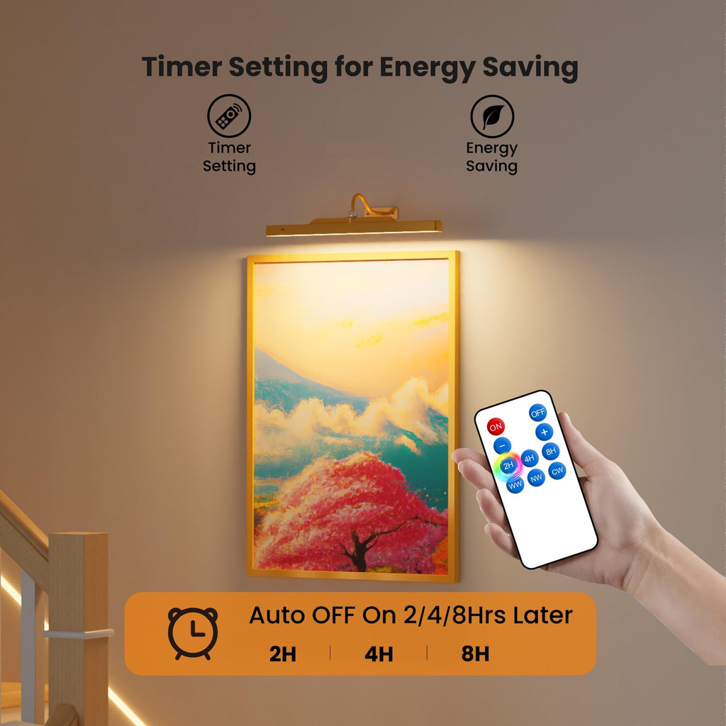 Picture Light Battery Rechargeable, 3Pack Picture Light for Wall with Remote, 3 Color Modes and Dimmable Classic Art