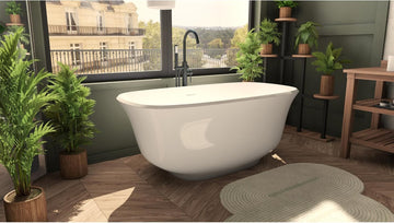 Elegance 59 in. L x 31 in. W x 23-5/8 in. H Freestanding Acrylic Bathtub, White Drain