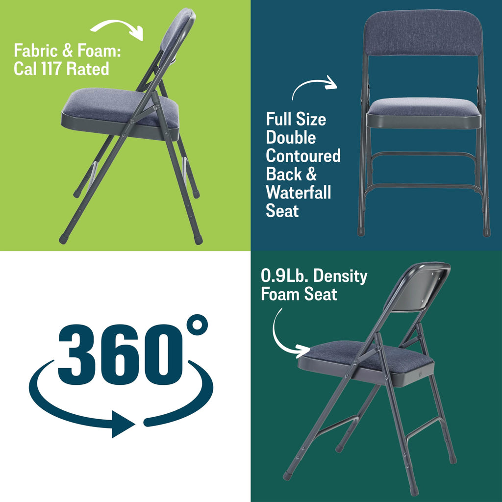 Premium Padded Portable Folding Chairs by - 2200 Series Upholstered, Heavy-Duty Foldable Chairs for Indoor & Outdoor