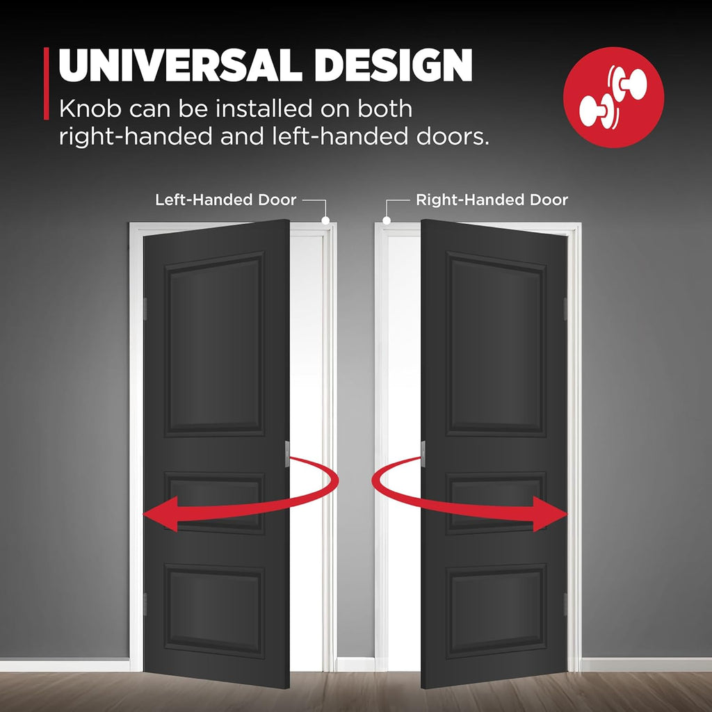 Hancock Interior Privacy Door Knob with Lock, Door Handle , Satin Nickel, Keyless Push Button Lock Doorknob
