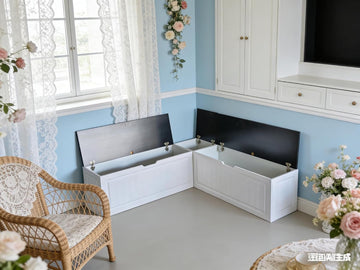 L-Shaped Corner Storage Bench Farmhouse Style Backless | Dining Room & Entryway, Breakfast Nook, Flip-Top Lid