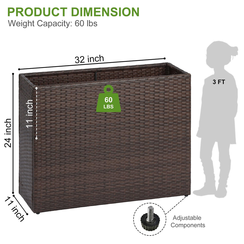 Tall Planters for Outdoor Wicker Large Rectangular Block Box
