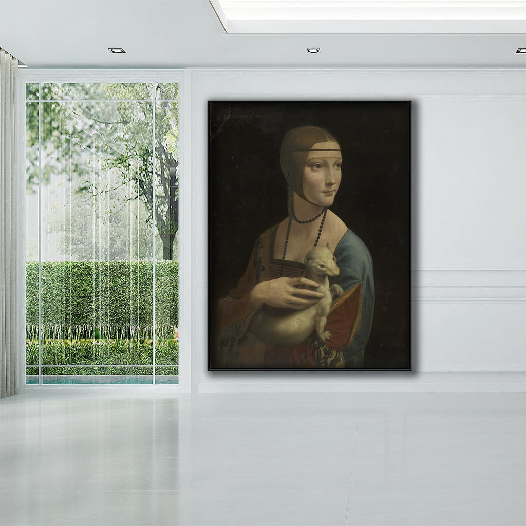 Leonardo Da Vinci Wall Art - Lady with an Ermine Canvas Art Print - Renaissance Poster - Portrait Painting Cool Home