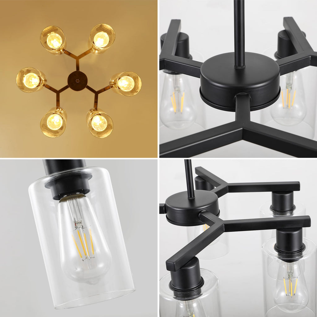 6-Light Black Modern Farmhouse Chandelier