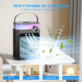 Portable Air Conditioners, 4 in 1 Evaporative Air Cooler with 1200ML Tank, Queit Cooling Fan with Remote Control, 2