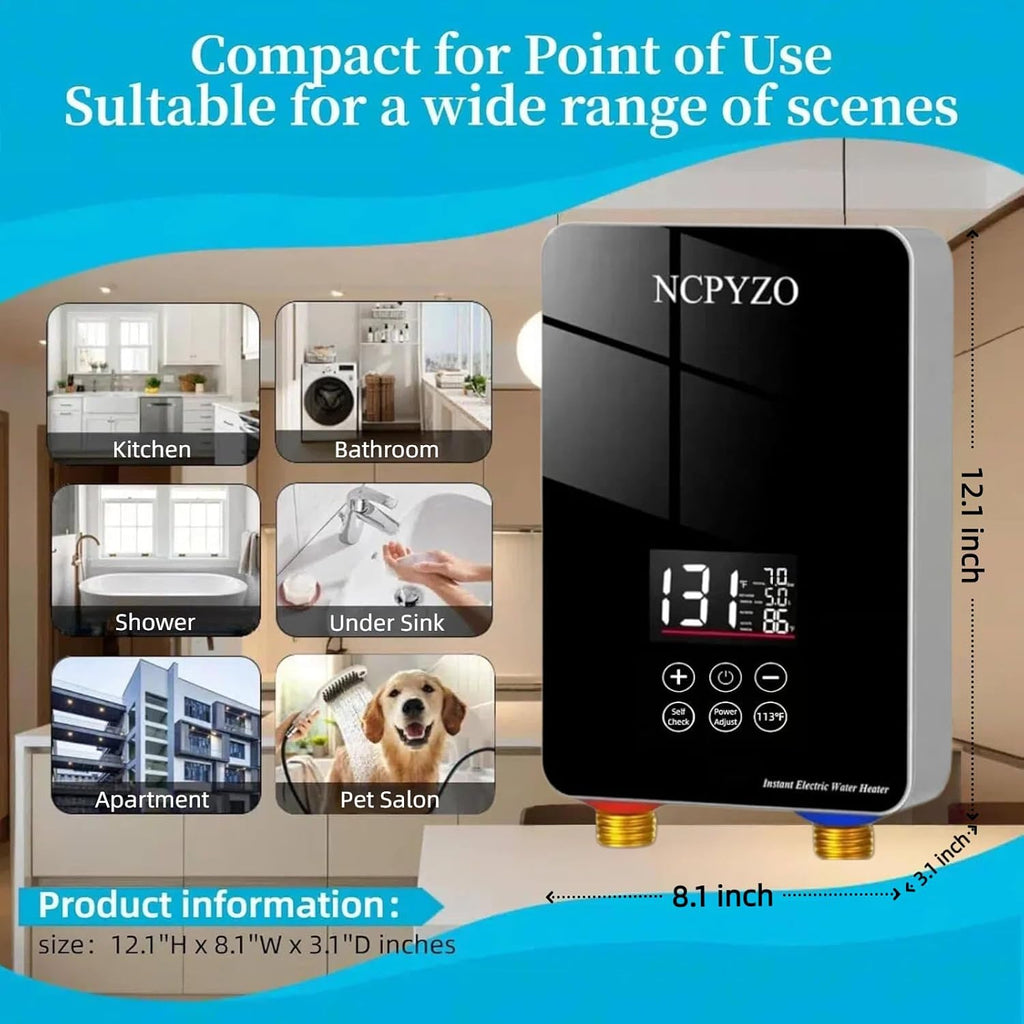 Tankless Water Heater Electric 240V-7000W. Instant Water Heater for Kitchen、Bathroom、Under Sink.On Demand Hot Water