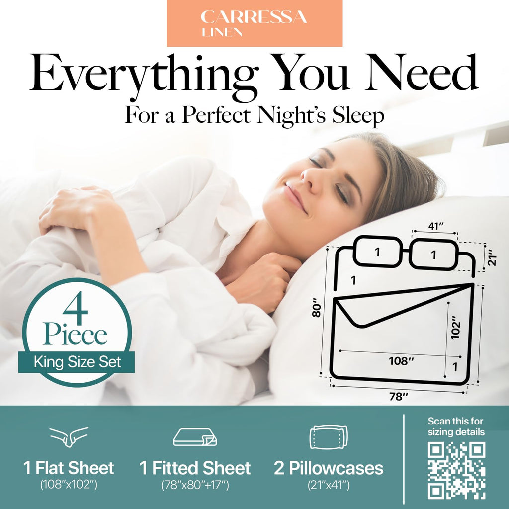 1500 Series Egyptian Cotton King Size Sheets Set, Light Blue