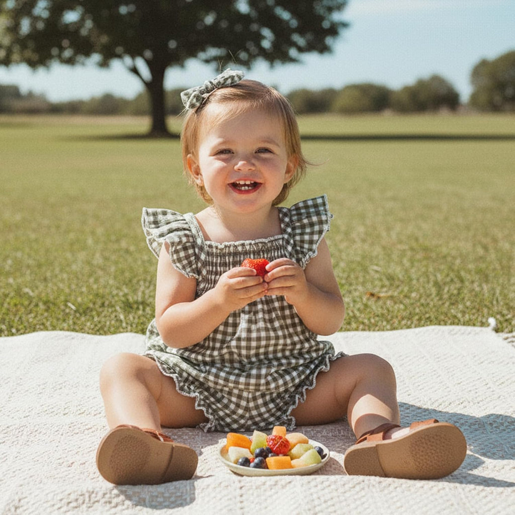Baby Girl Outfit Fly Sleeve Ruffle Tops Plaid Bloomers Infant Summer 2PCS Clothes Set 3 6 12 18