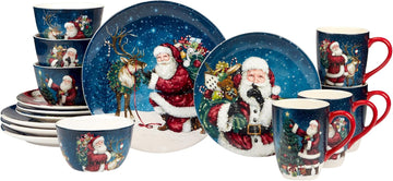 Santa's Secret Piece Holiday Dinnerware Set, Service for Celebrate the magic of Christmas with Santa