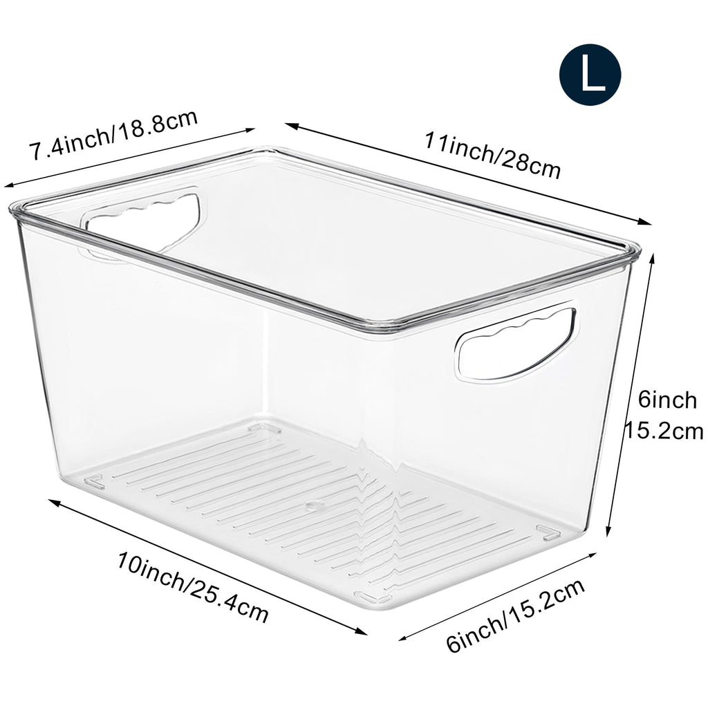 Large Clear Storage Bins with Lids, Stackable Containers, 8 Pack