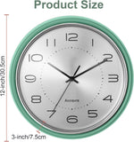 12 Inch Vintage Retro Wall Clock, Silent Non-Ticking Metal Dial & Domed Glass Battery Operated