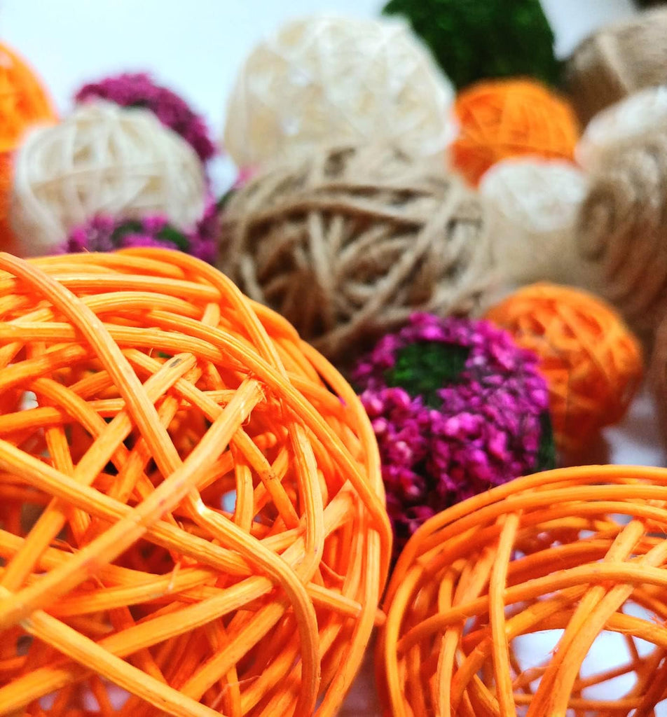 Decorative Balls, Wicker Balls, Moss Balls, Rattan Balls, Decorative Green Balls for Wicker Rattan Balls Set - Set of 24