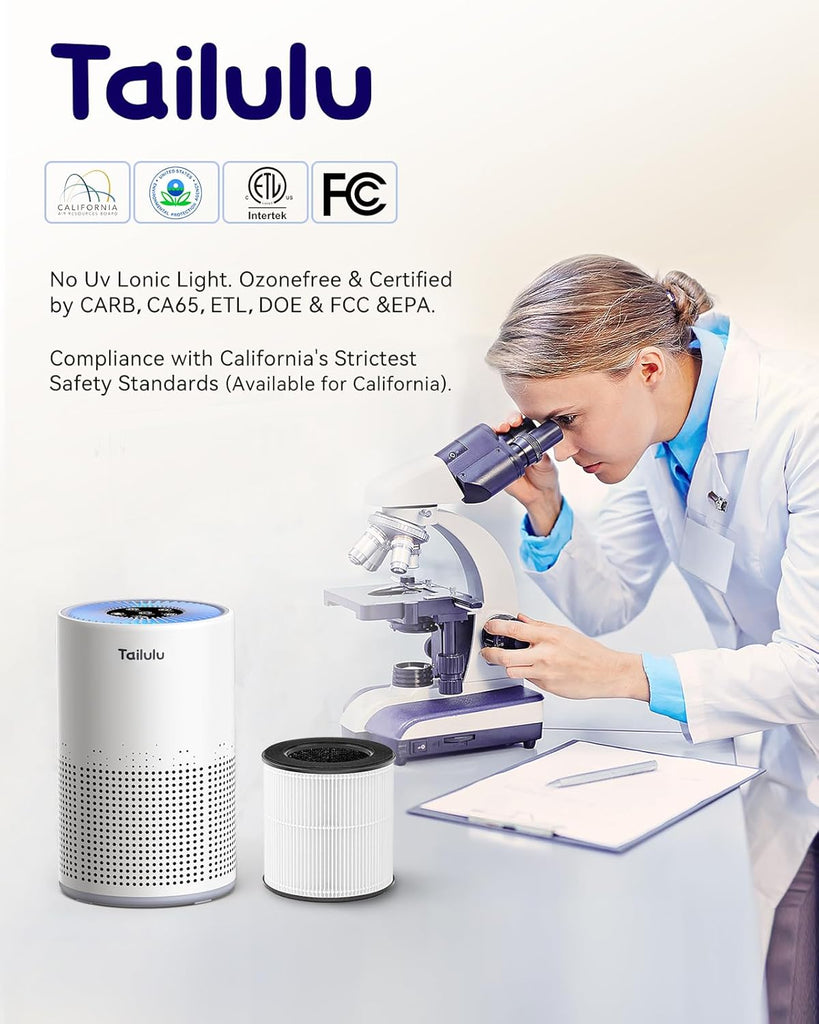 Air Purifiers for Bedroom Home Pets 1200 Ft², H13 True HEPA Air Filter Portable Air Purifier with 12