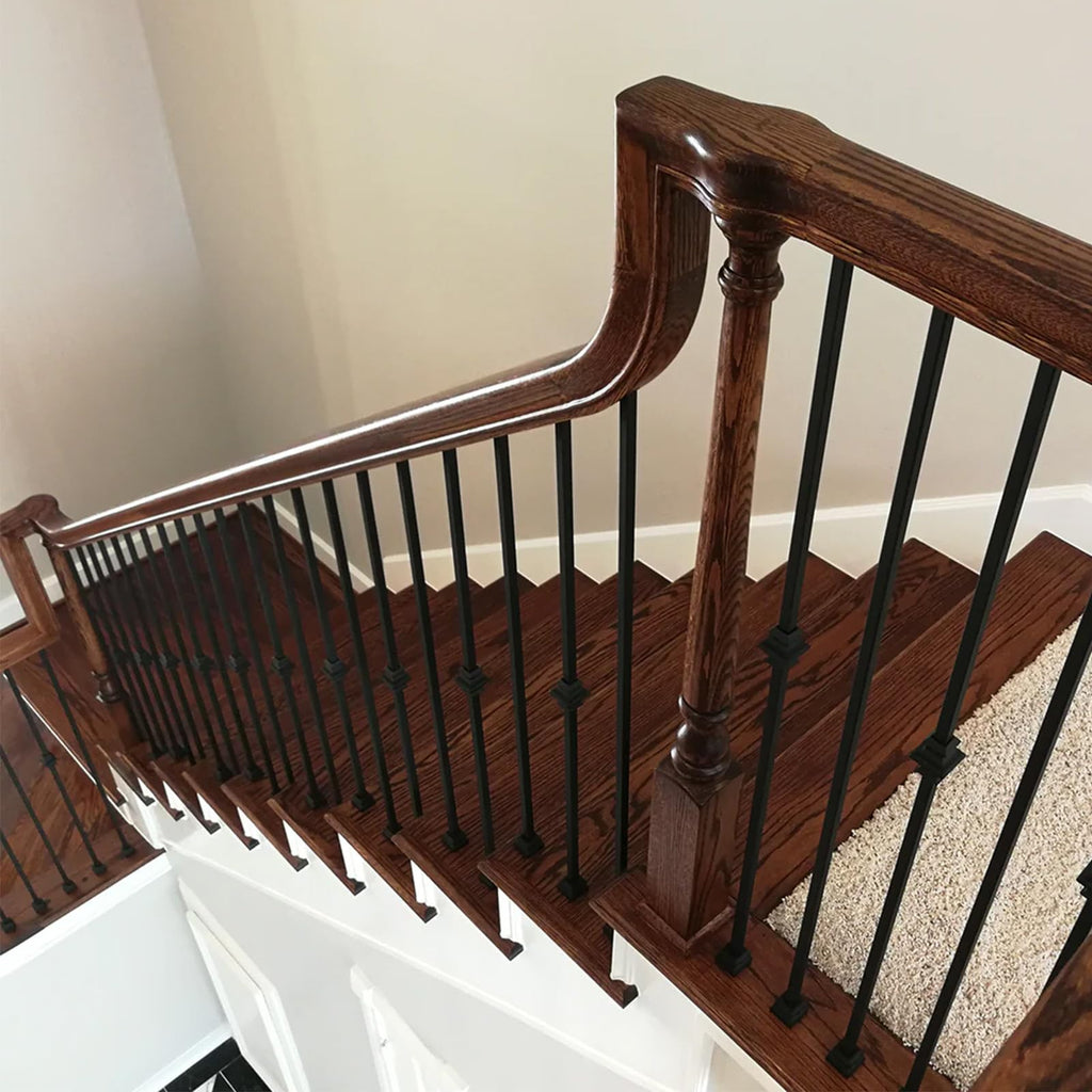 Iron Baluster Shoes - Flat Shoe with Screw - for 1/2" Square Balusters - Set of 30 (Satin Black)