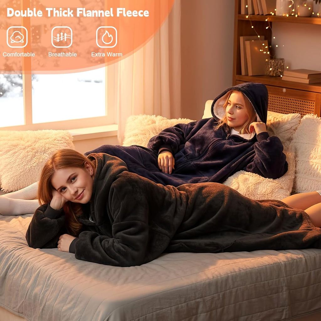 Wearable Blanket Hoodie Cozy Oversized Sweatshirt Blanket for Adult Soft Warm Hooded Blanket with Sleeves, Pocket