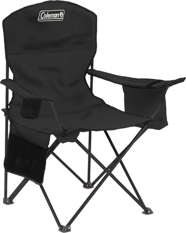 Portable Camping Chair with 4-Can Cooler, Cushioned Seat & Back with Side Pockets & Cup Holder, Carry Bag Included, Great for Camping, Tailgating