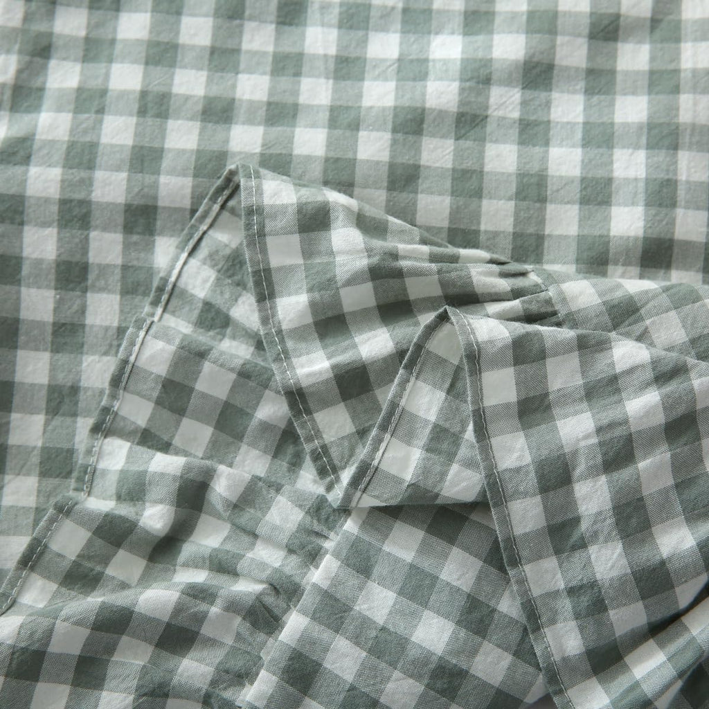 Dusty Green Gingham Plaid Ruffle Throw Pillow Covers 20"x20"