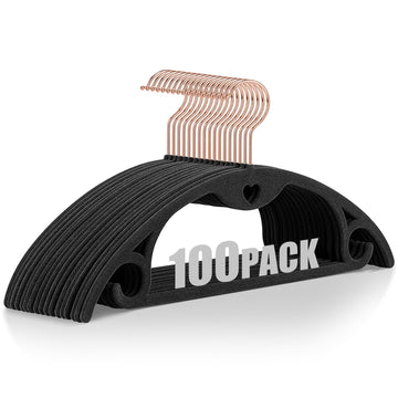 Velvet Hangers Felt Clothes Hangers 100 Pack Black Grey