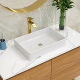 White Bathroom Sink 24"x16" Rectangle Bathroom Vessel Sink Modern Above Counter White Farmhouse 24 Inch Bathroom Sink