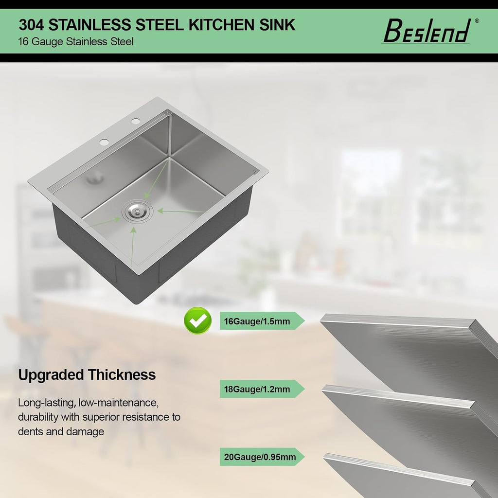 33 Drop In Workstation Kitchen Sink | 33x22 Single Bowl Workstation Sinks Stainless Steel Topmount Sink 16 Gauge
