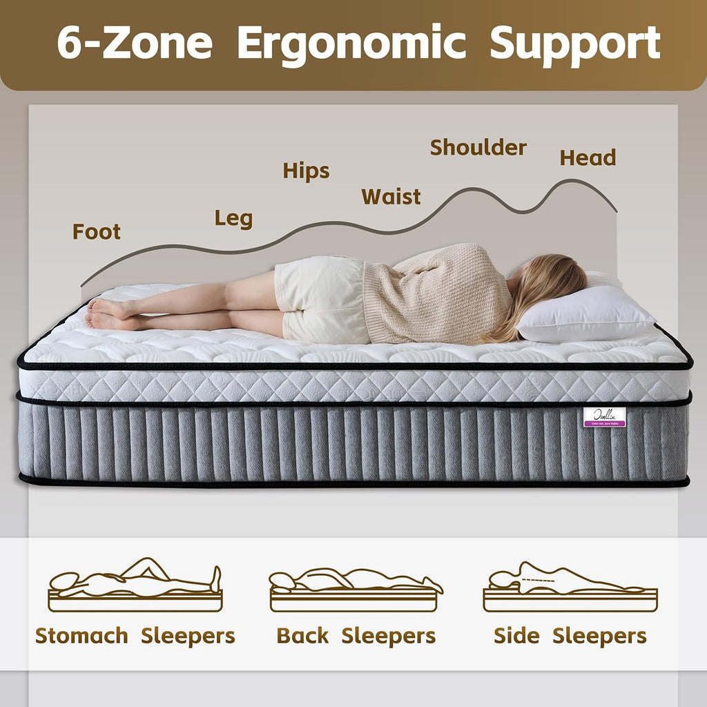 Full Size Mattress, 12 Inch Full Mattress,Hybrid Mattresses in a Box with Memory Foam and Individual Pocketed
