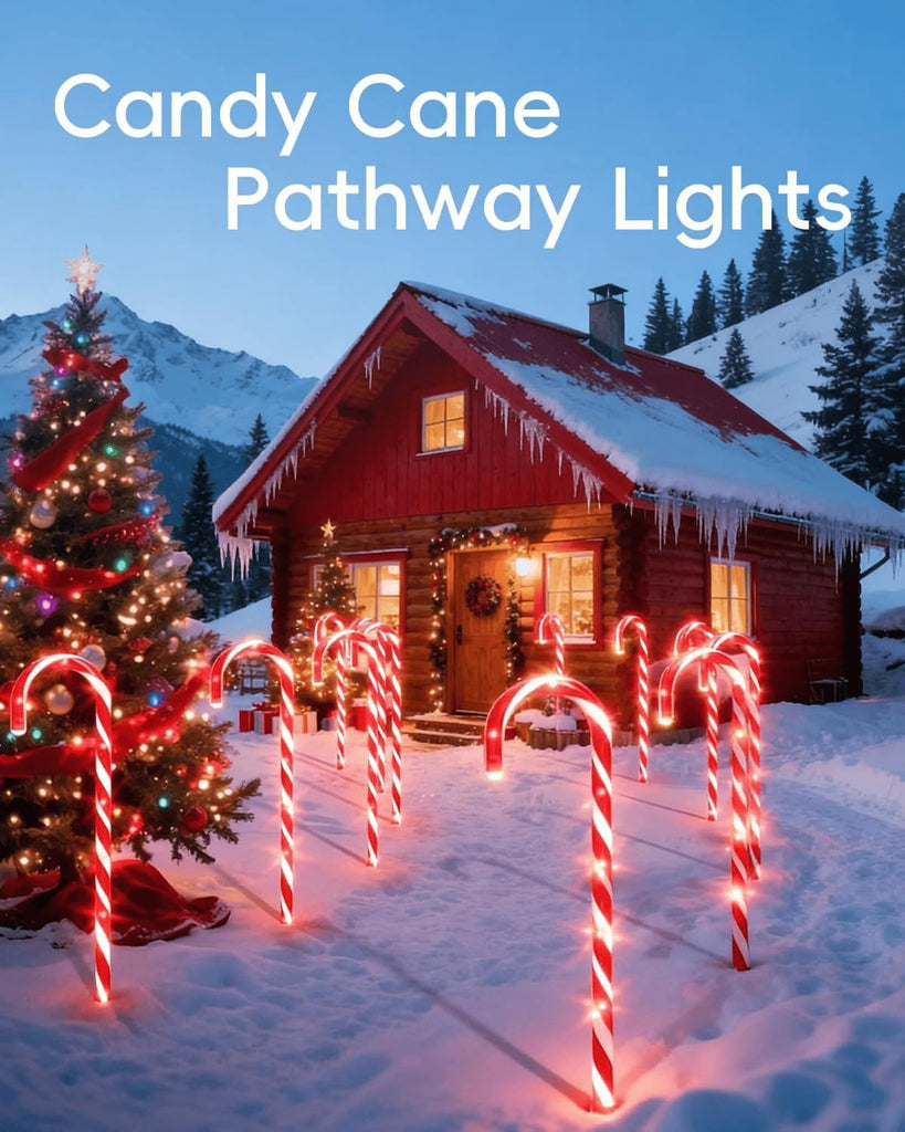 24 Pack 17" Christmas Candy Cane Pathway Lights