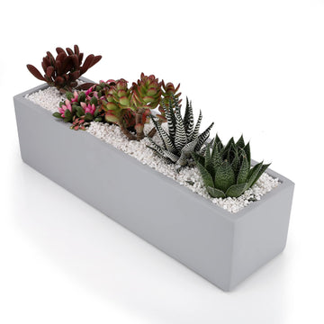 15 Inch Grey Rectangular Cement Planter Concrete Succulent Planter Windowsill Box