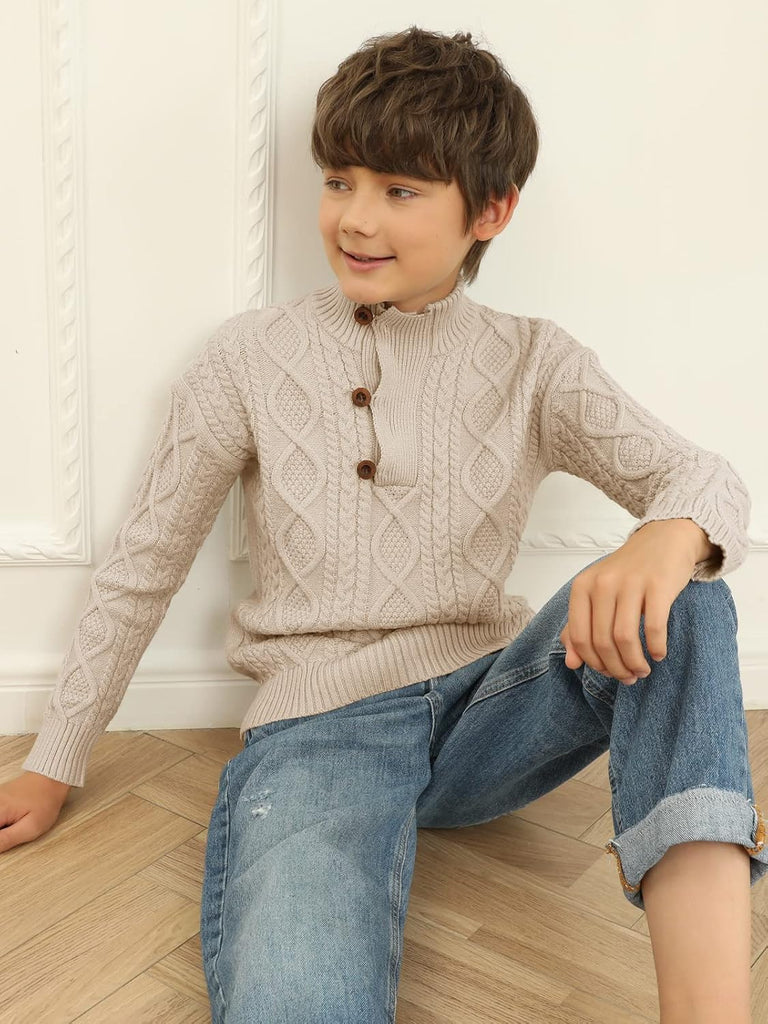 Boys Sweaters Kids Turtleneck Cable Knit Pullover Sweater Tops