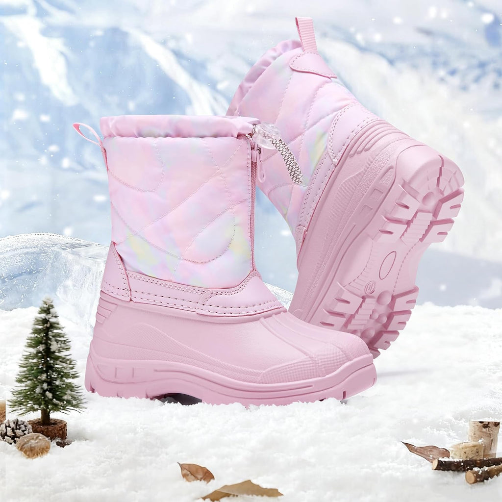 Girls Snow Boots with Zipper Kids Boys Winter Outdoor Boots