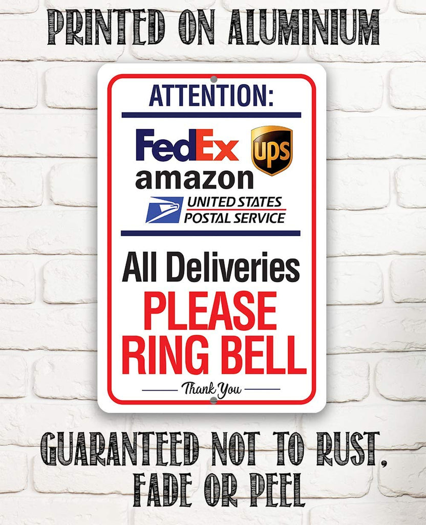 Delivery Sign for Package and Box Deliveries - Please Ring Bell Instructions - Directional Deliveries Sign, Porch