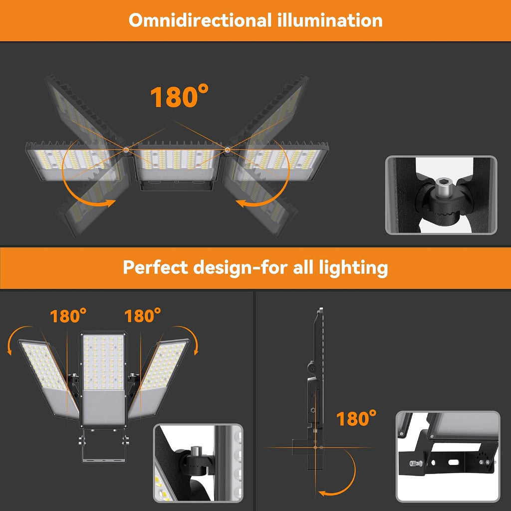 300W Upgraded LED Parking Lot Light with Photocell 45000lm 5000K, ETL, IP66 Waterproof Adjustable 3-Head Commercial