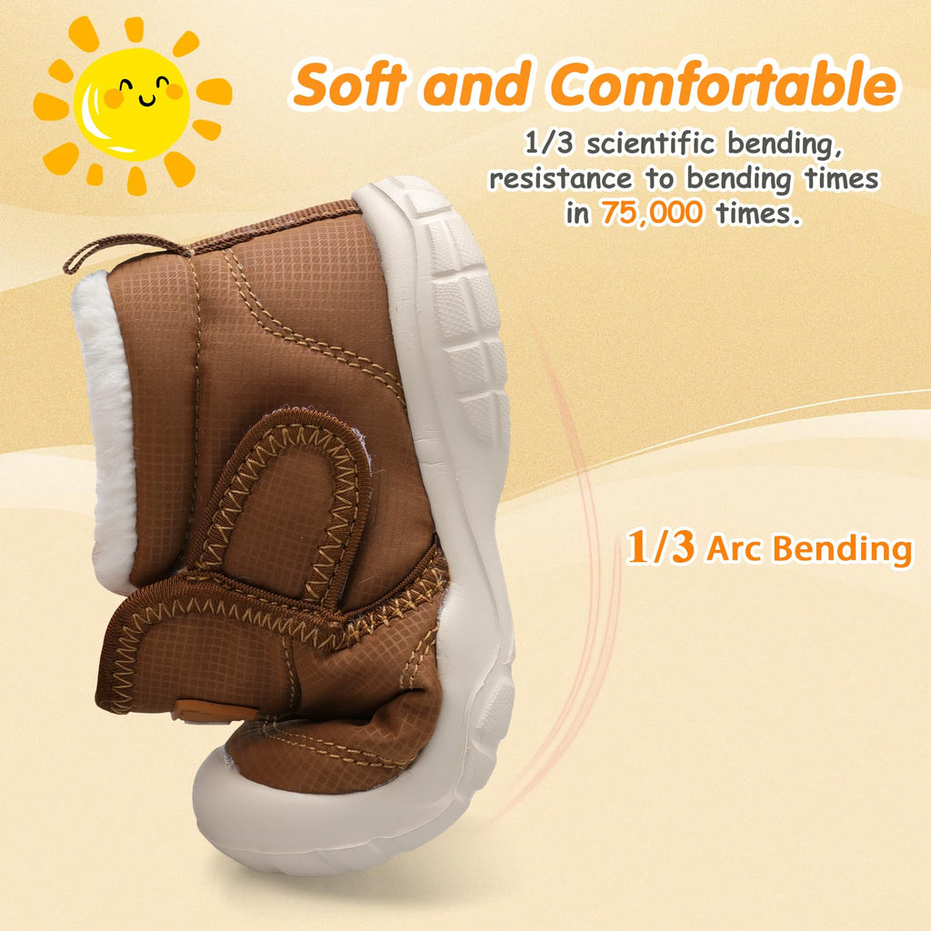 Baby Cute Boots Toddler Anti Collision Shoes Non Slip Winter Walking Shoes Unisex Lightweight Brown Infant