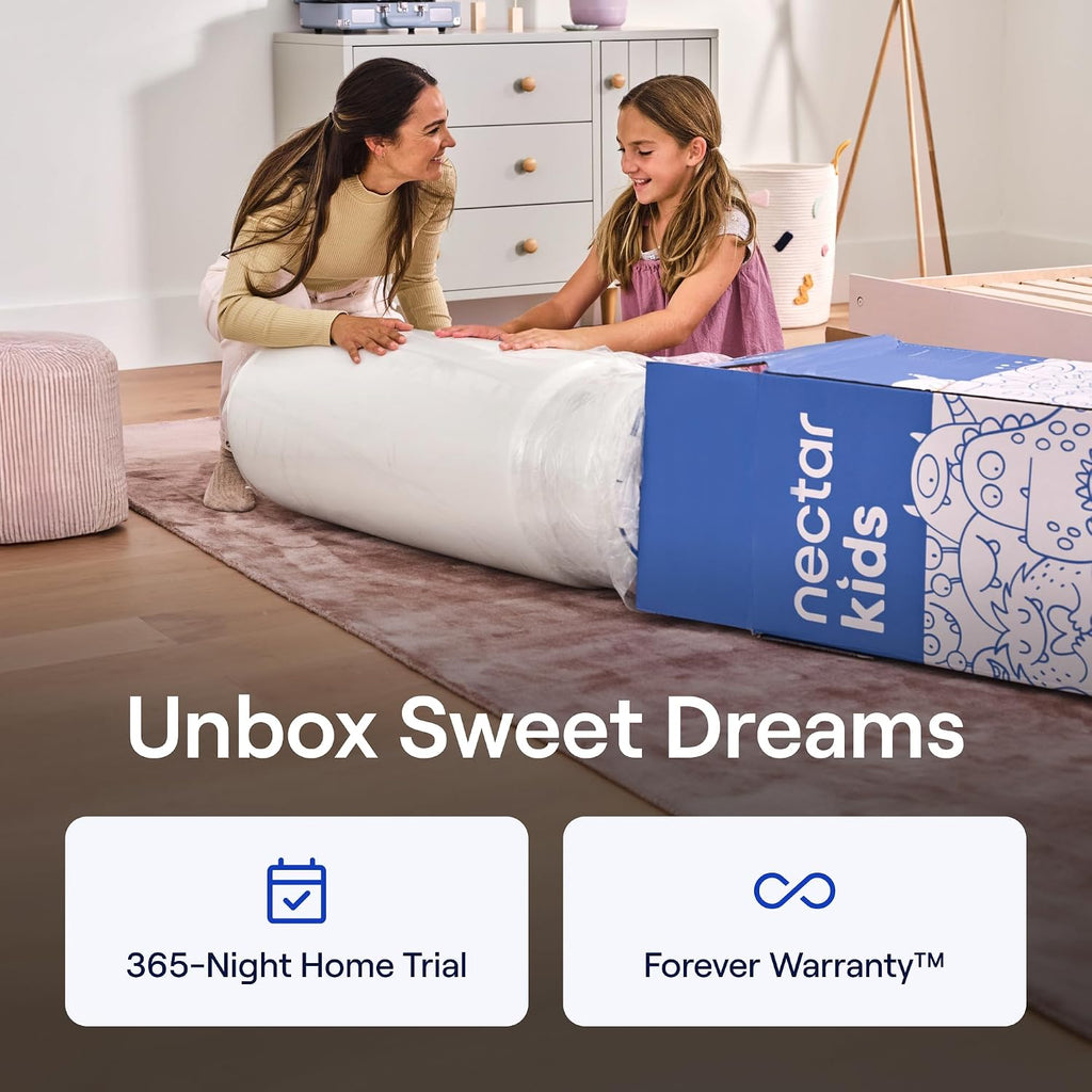 Kids 8" Full Memory Foam Mattress, 2-Side Design, Ages 3-12+ | Pressure Relieving Memory Foam, Fiberglass Free