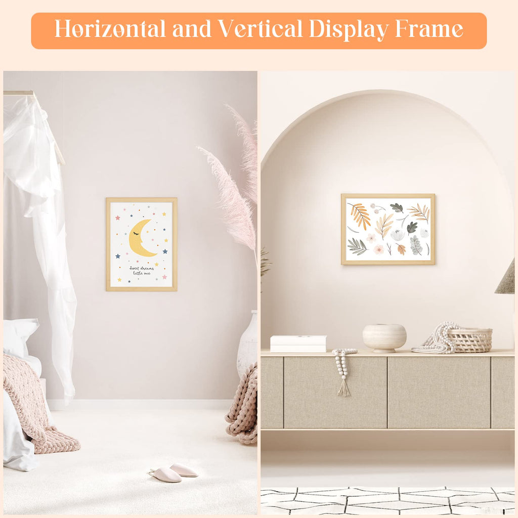 14x18 Wood Frame, Rustic Natural Wooden 18x14in Poster Picture Frame, Modern Beige Woodgrain 14 x 18inch Gallery Wall