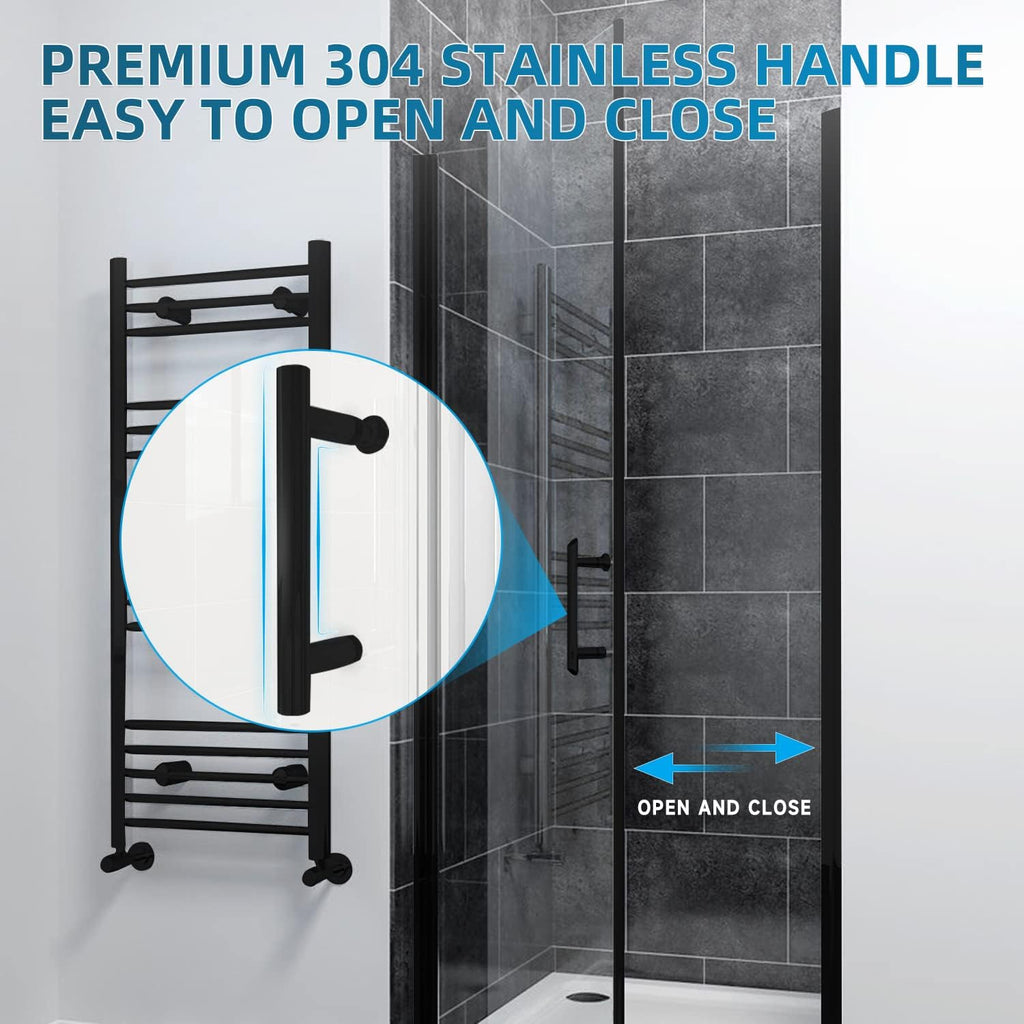 Adjustable 33.5-35 in. W x 72 in. H Frameless Pivot Shower Door, Matte Black Hardware Finish