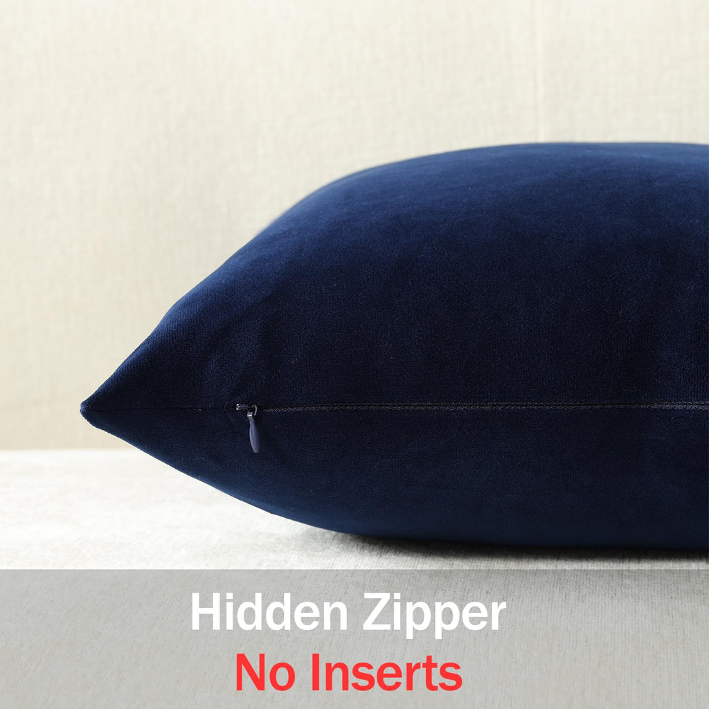 Throw Pillow Covers 22x22 Navy Blue: Pack of 2 Cozy Soft Velvet Square Modern Luxury Decorative Throw Pillow Cases
