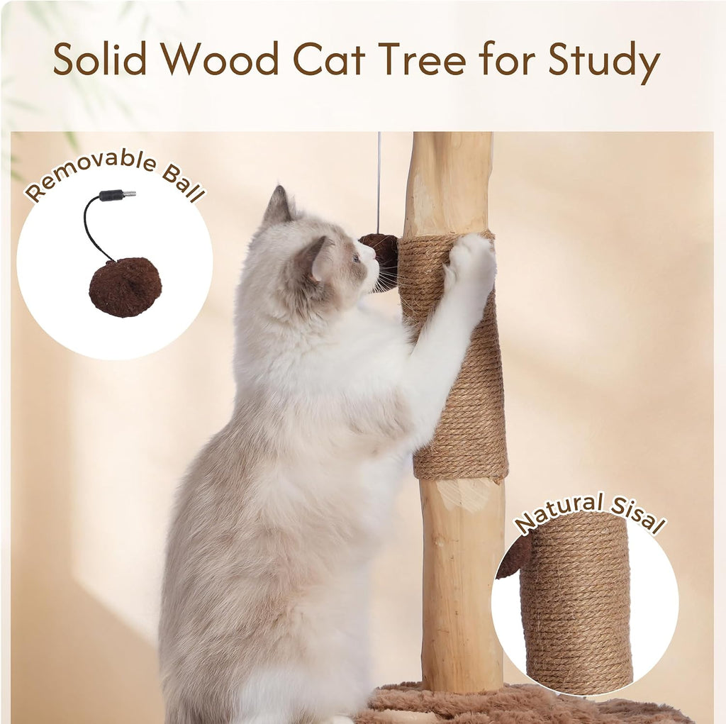 Modern Cat Tree Tower 50" with 2 Handmade Baskets and Large Condo
