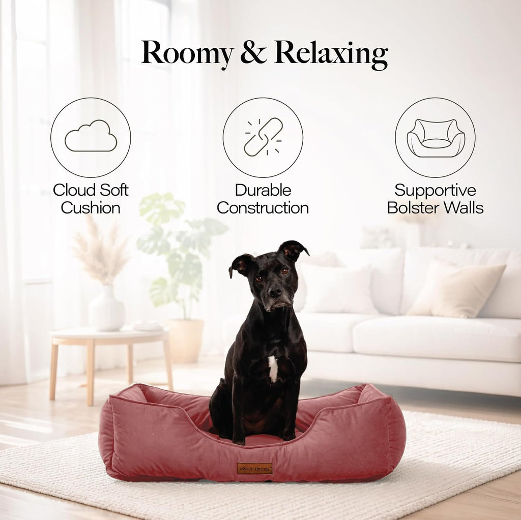 Luxury Dog Bed - Comfortable Tufted Velvet Cushion for Small to Large Dogs - Machine Washable - Durable & Cute Sleep
