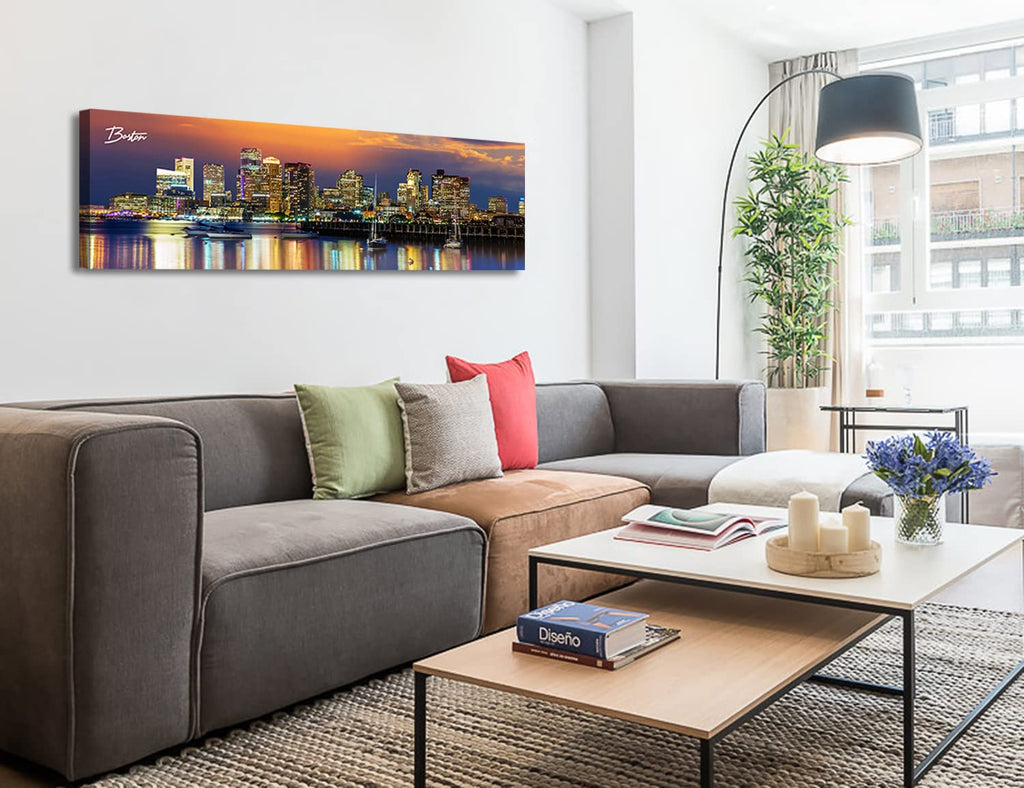 Boston Skyline Wall Canvas Prints, 13.8"x45.3"