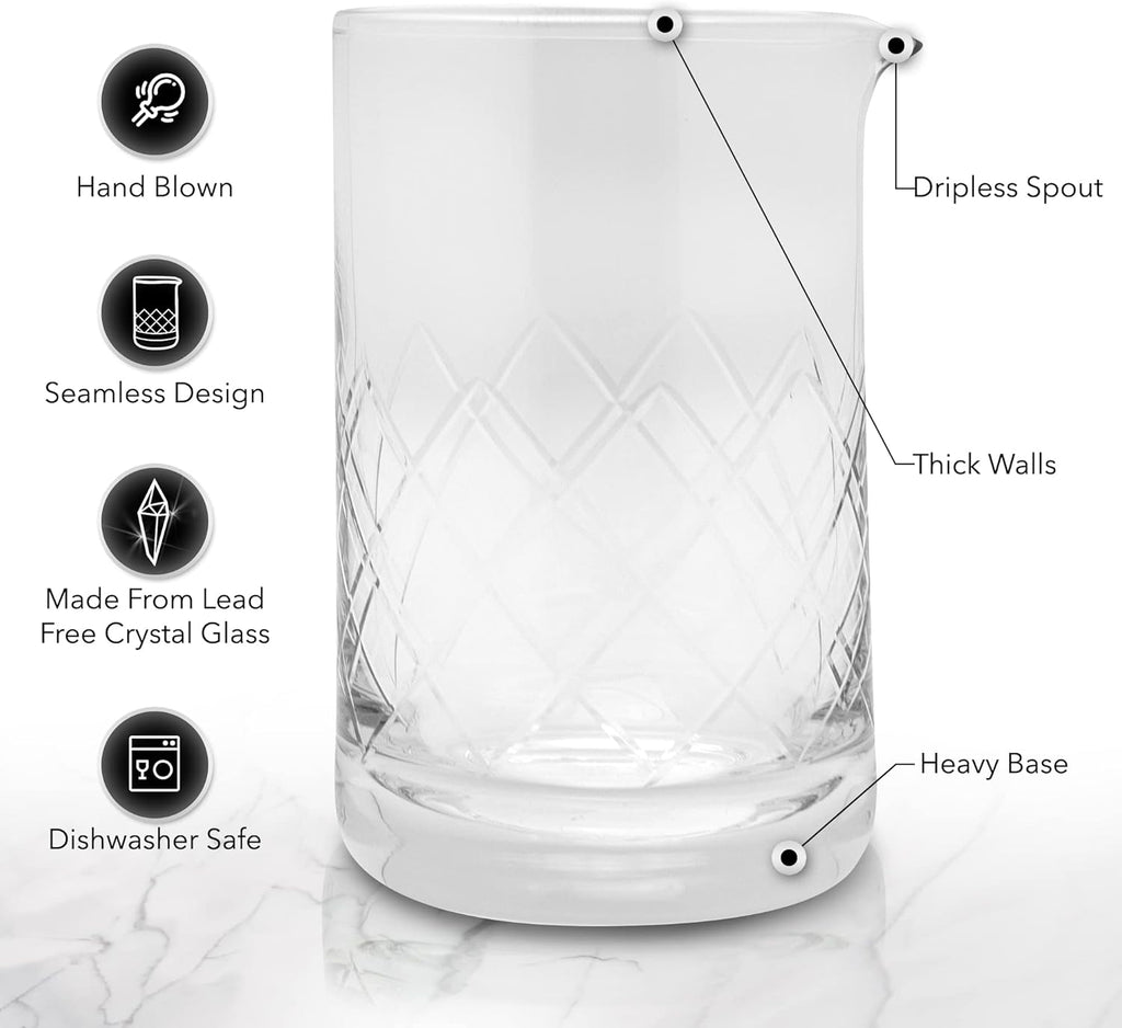 Professional Bartending Set for Shaken and Stirred Drinks: Boston Cocktail Shaker, Hawthorne Strainer, Japanese - Set of 6