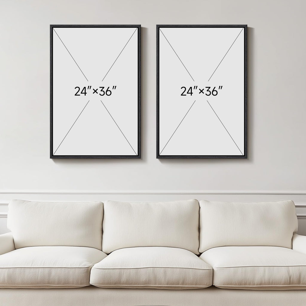 Framed Abstract Black and White Brown Wall Art, 24x36 Inch