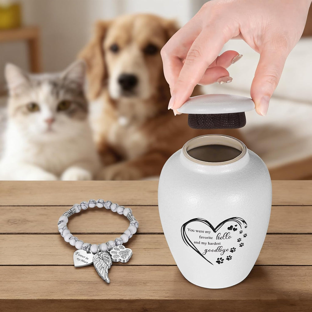 Pet Urn for Dogs Cats 4.8 Inch Small Urn for Pet Ashes Cremation Keepsake Urns Ceramic Mini Urns for Ashes Pet
