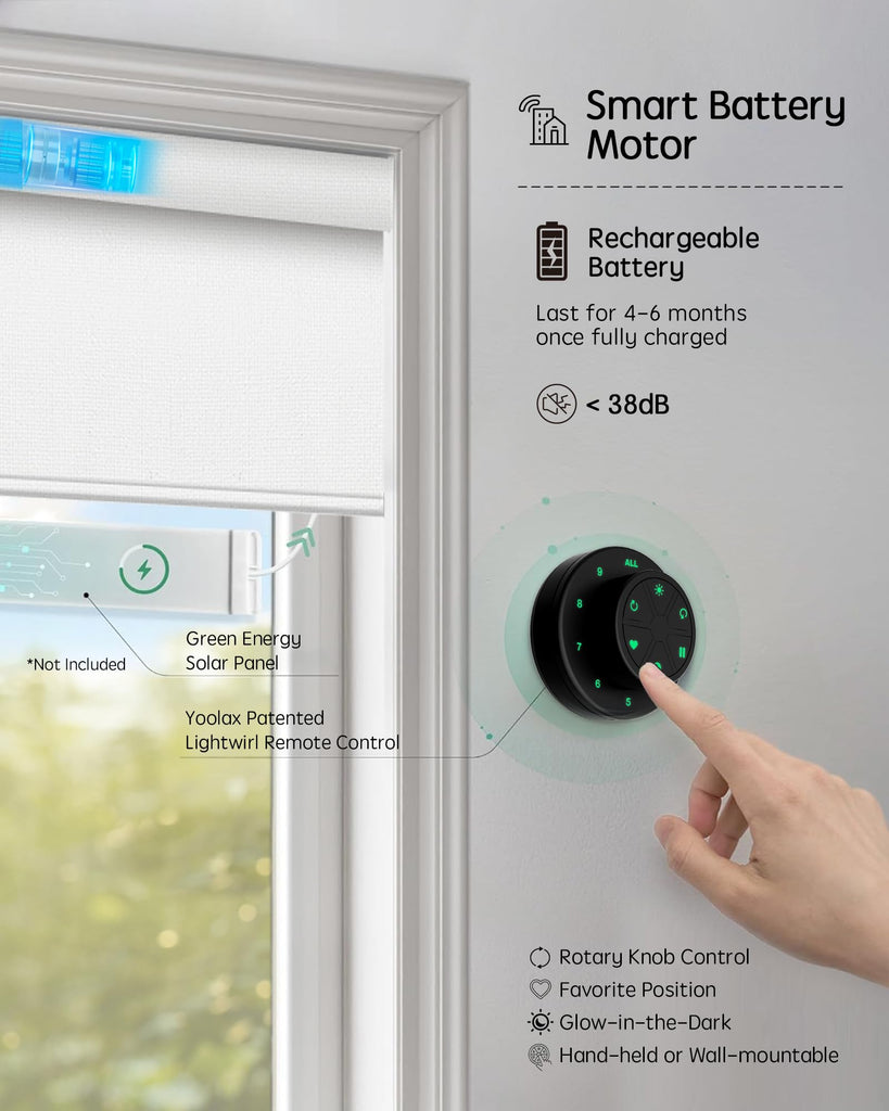 Motorized Blinds with Remote, 100% Blackout Smart Blinds Custom Size